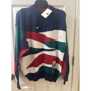 NEW VTG Boston Traders Golf Golfing Knit Sweater Pullover Golfers Cotton Men’s L